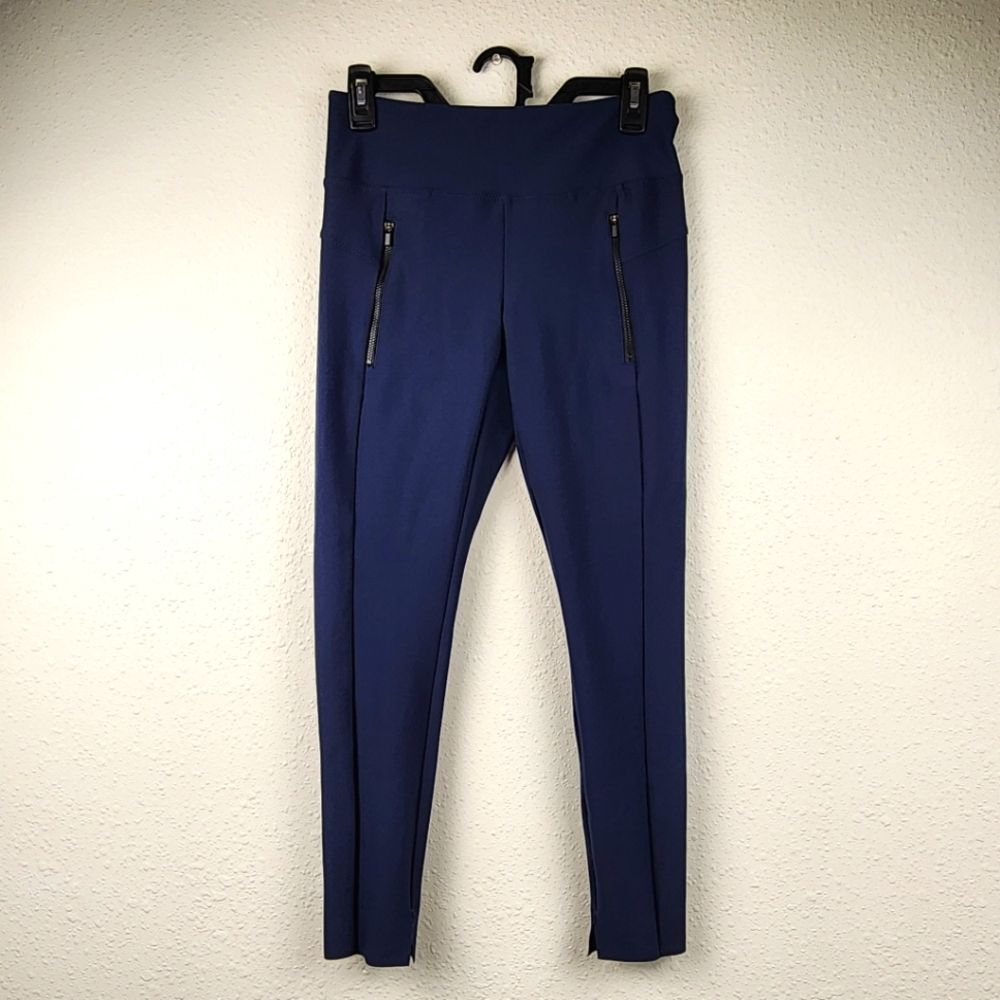 Athleta Stellar Tight Navy Blue Ankle Leggings Zipper Pockets Women's Size XSP